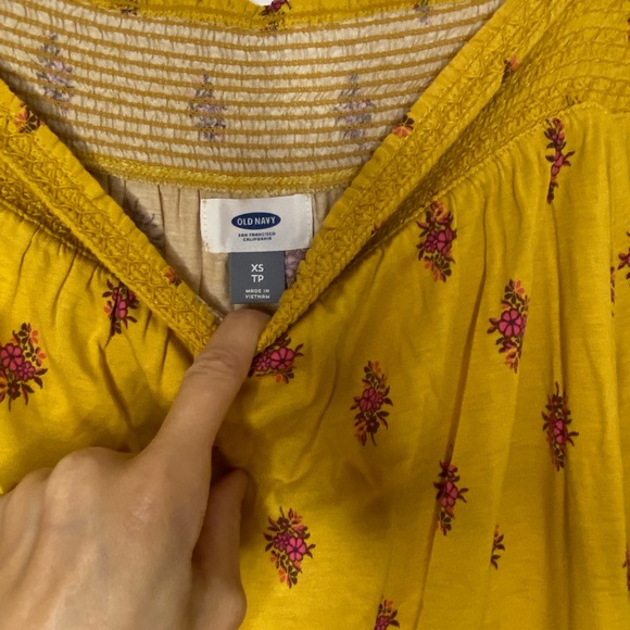 Off the shoulder flower print yellow long sleeve blouse - Picture 1 of 3